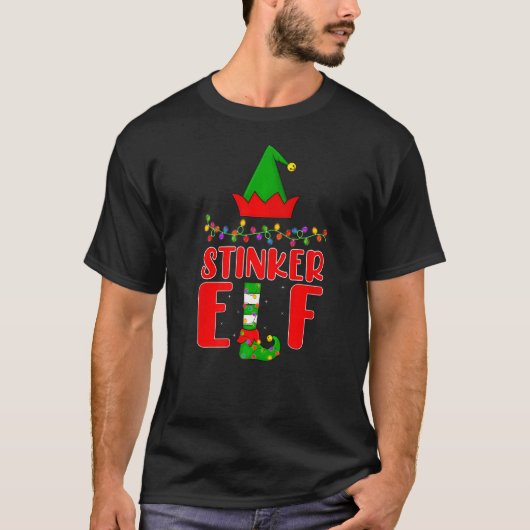 スティンカー小妖精や小人マッチングファミリー照明クリスマス Tシャツ (正面)