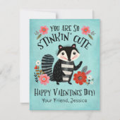 スティンキンかわいいスカンクバレンタインの日グリーティングカード ノートカード (正面)