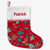 スティングレイコーラルリーフダイビング海テーマ スモールクリスマスストッキング (正面)