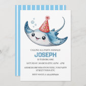 スティングレイバースデーパーティー招待招待状プール (正面/裏面)