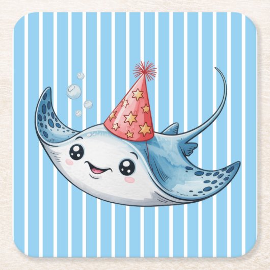 スティングレイバースデーパーティー スクエアペーパーコースター (正面)