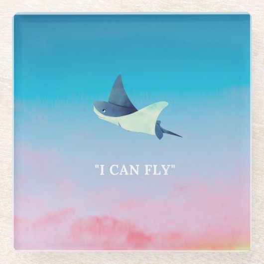 スティングレ飛んでいるイ ガラスコースター (正面)