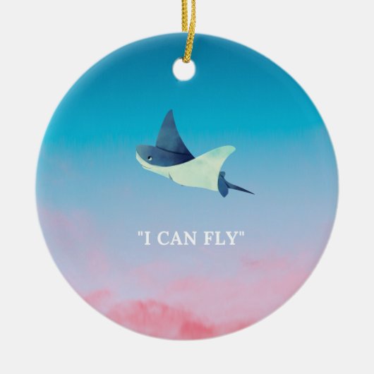 スティングレ飛んでいるイ セラミックオーナメント (正面)