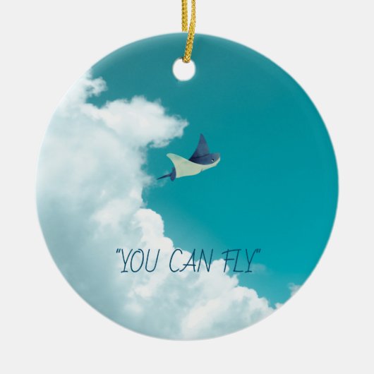 スティングレ飛んでいるイ セラミックオーナメント (正面)