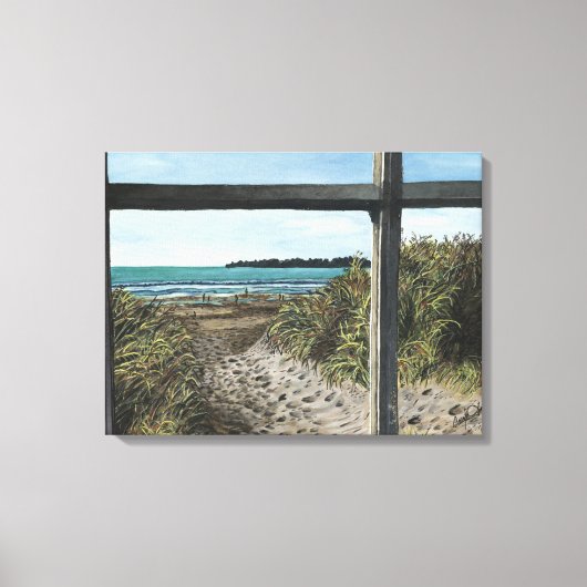 スティンソンビーチウォーター絵画カラーのカリフォルニア キャンバスプリント (正面)