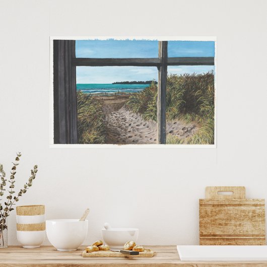 スティンソンビーチスナックバーウィンドウから表示 ポスター (キッチン)