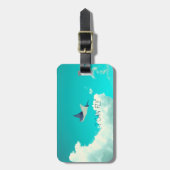 スティン飛んでいるグレイ ラゲッジタグ (正面縦)