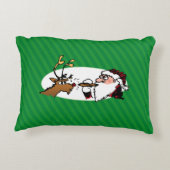 スティージーサンタとトナカイの緑のストライプ アクセントクッション (裏面)