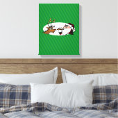 スティージーサンタとトナカイの緑のストライプ キャンバスプリント (インサイチュ (寝室))
