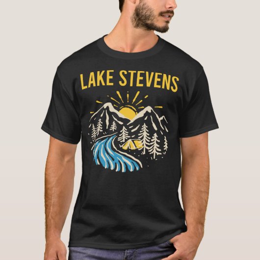 スティーブンズ湖の自然風景 Tシャツ (正面)