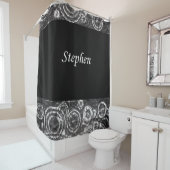 スティーブン白黒ショーカーテン シャワーカーテン (インサイチュ)