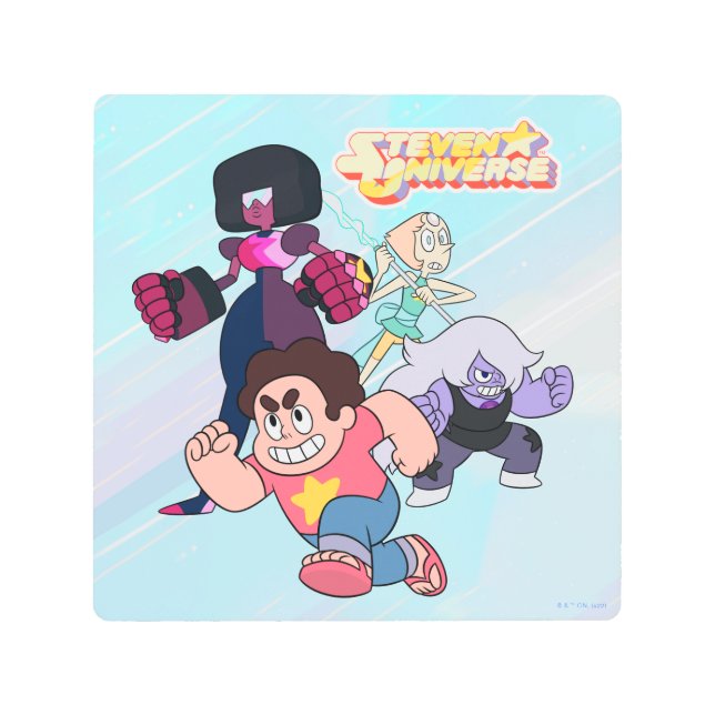 スティーブン・ユニバース | Crystal Gem Groupアクション メタルプリント (正面)