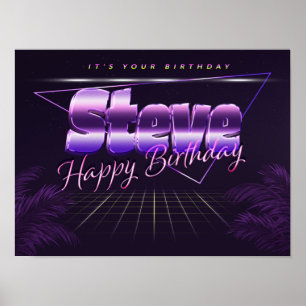 スティーブ名Vorname lila retroポスターGeburtstag ポスター