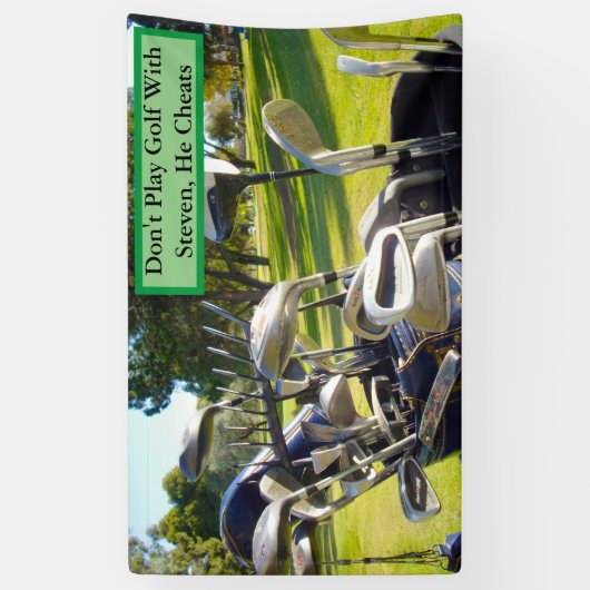 スティーブ遊ンとゴおもしろいルフを止める 横断幕 (縦)