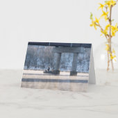 スティームウィンター魚釣りレイクタネコモグリーティングカード カード (黄色い花)