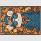 スティームパンクかわいい白いマウスT3デコパージュ 薄葉紙 (正面)