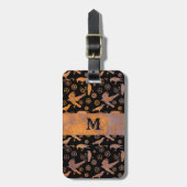 スティームパンクさびたスチールギアとクロウズモノグラム ラゲッジタグ (正面縦)