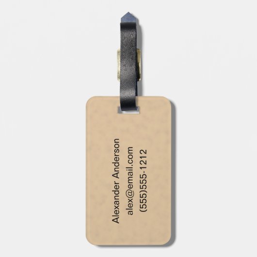 スティームパンクさびたスチールギアとクロウズモノグラム ラゲッジタグ (裏面縦)