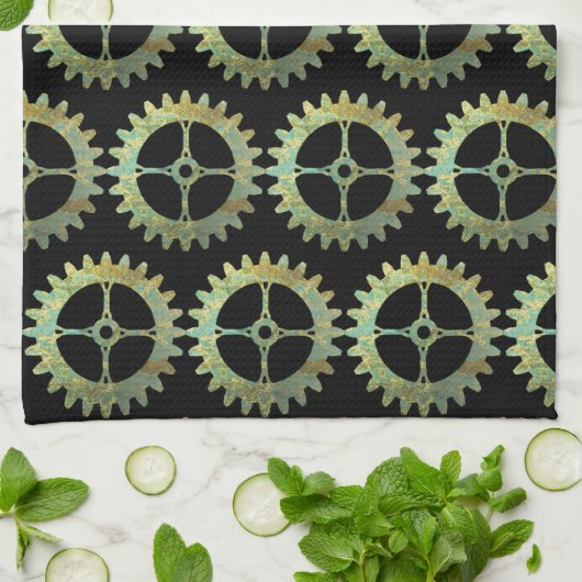 スティームパンクさびた時計製造ギア キッチンタオル (折り畳み)