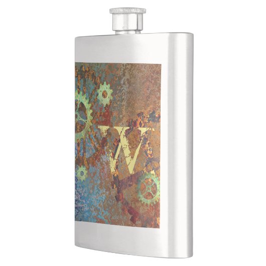 スティームパンクさびた時計製造ギア フラスク (左)