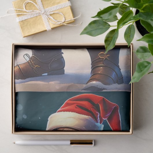 スティームパンクのクリスマス。サンタと金属ギア 薄葉紙 (ギフト)