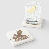 スティームパンクのタコ科学お洒落者博物学者 ストーンコースター (横)