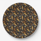 スティームパンクの羽とギア ペーパープレート (正面)