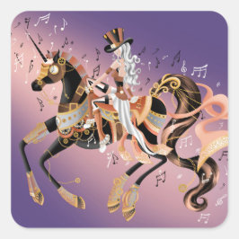 スティームパンクの馬とレディ スクエアシール