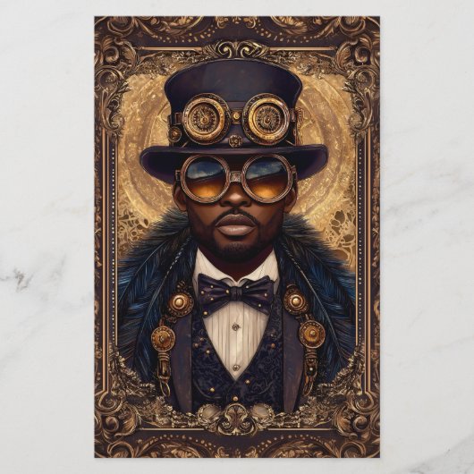 スティームパンクアフリカンアメリカン男性CM6スクラップブック紙 (正面)