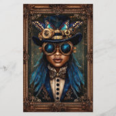 スティームパンクアフリカ人女性CM7スクラップブック紙 (正面)