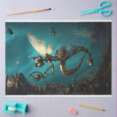 スティームパンクアンダーウォーターダイバーティール(緑がかった色)デクページ 薄葉紙 (クラフト)