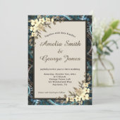 スティームパンクイエローフローラとベージュ結婚ズ 招待状 (スタンド正面)