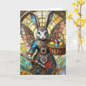 スティームパンクイースターバニー戦士エンジェル カード (黄色い花)