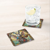 スティームパンクイースターバニー戦士エンジェル スクエアペーパーコースター (インサイチュ)