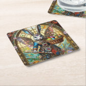 スティームパンクイースターバニー戦士エンジェル スクエアペーパーコースター (アングル)