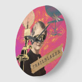 スティームパンクウィメントレーラーブラザーポップ・アートのアート ラージ壁時計 (傾斜)