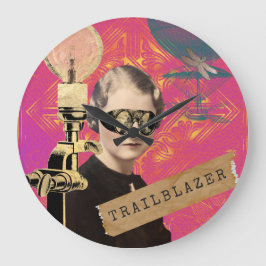 スティームパンクウィメントレーラーブラザーポップ・アートのアート ラージ壁時計