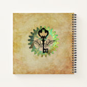 スティームパンクウィング鍵とコグホイールスパイラルノート ノートブック (裏面)