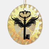 スティームパンクウィング鍵とコグホイール セラミックオーナメント (左)