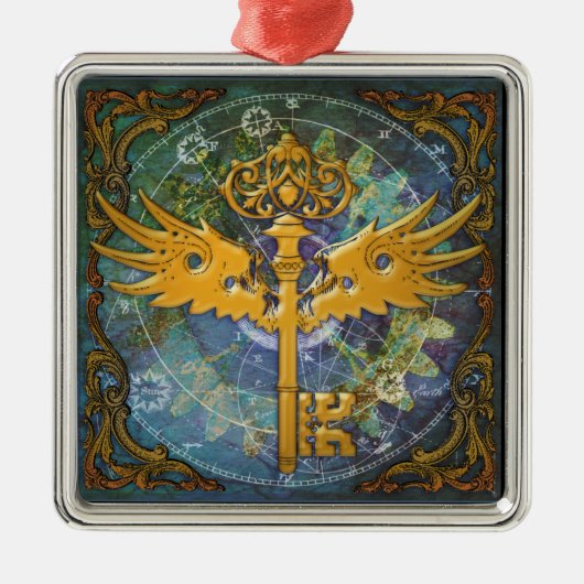 スティームパンクウィング鍵 メタルオーナメント (正面)