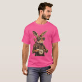 スティームパンクウサギファンタジーアニマルアート Tシャツ (正面フル)