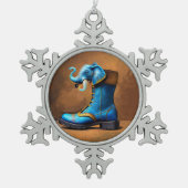 スティームパンクエレファントブーツペーター雪の結晶オーナメント スノーフレークピューターオーナメント (正面)