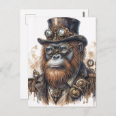 スティームパンクオランウタン – ヴィンテージサイエンスフィクション動物アート ポストカード (正面/裏面)