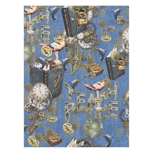 スティームパンクオンブルーデニム テーブルクロス (正面)