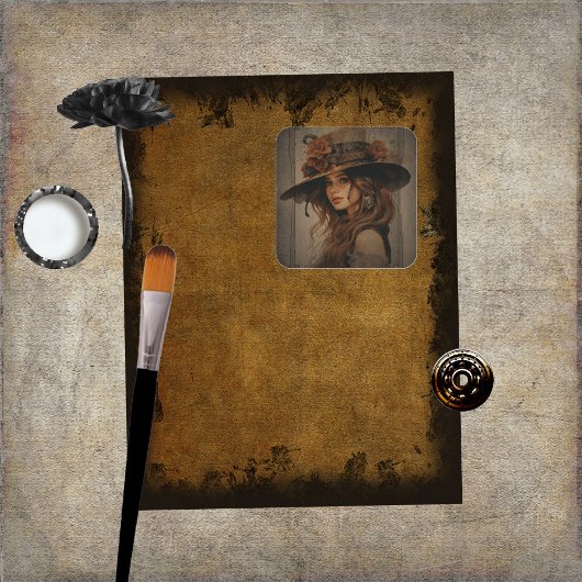 スティームパンクガールステッカー スクエアシール