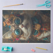 スティームパンクキャットガーディアンティール（緑がかった色）オレンジデクページ 薄葉紙 (クラフト)