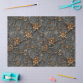 スティームパンクギアと春の花のデコページ 薄葉紙 (クラフト)