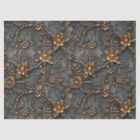 スティームパンクギアと春の花のデコページ 薄葉紙 (正面)