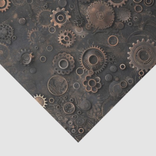 スティームパンクギア、デコパージュ用の錆びた金属パターン 薄葉紙 (詳細)