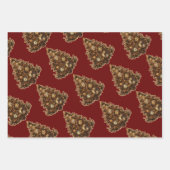 スティームパンククリスマスツリーウルフラクーン3個のアパタン ラッピングペーパーシート (正面3)